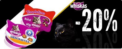 20% di sconto sugli snack per gatti Whiskas
